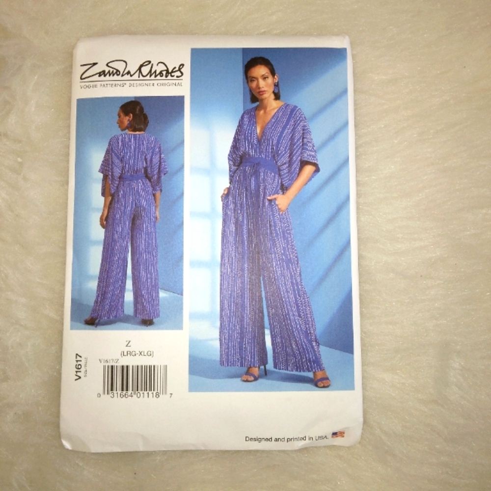VOGUE V1617 Sz L-XL Misses Jumpsuit Zandra Rhodes